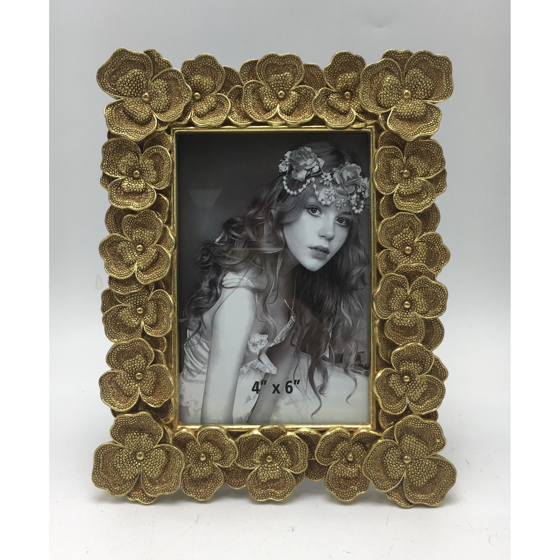 Κορνίζα Polyresin Χρυσή Ανάγλυφη Λουλούδια 10×15εκ