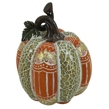 Διακοσμητική Πολυεστερική Κολοκύθα Πράσινη - Χρυσή - Πορτοκαλί 15x15x19