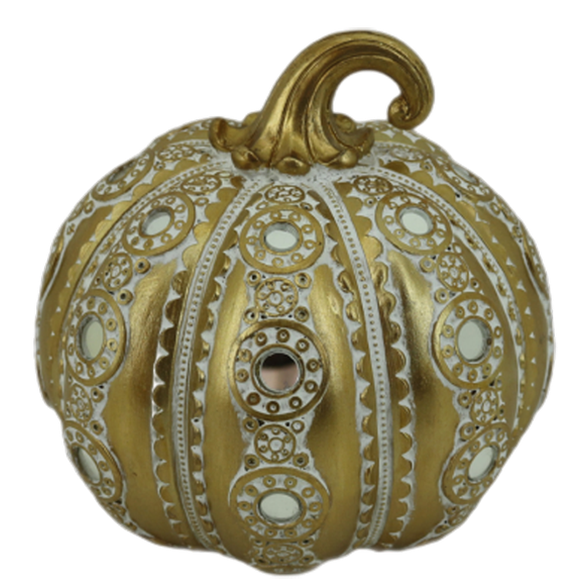 Διακοσμητική Πολυεστερική Κολοκύθα Χρυσή-Ασημί 15x15x15