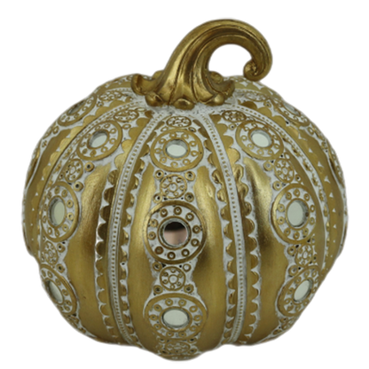 Διακοσμητική Πολυεστερική Κολοκύθα Χρυσή-Ασημί 15x15x15