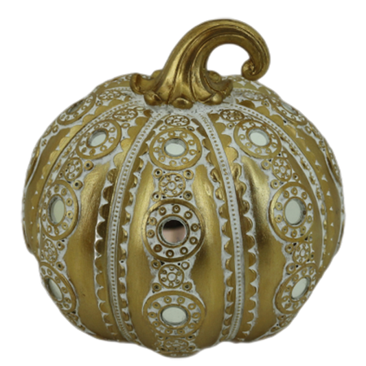 Διακοσμητική Πολυεστερική Κολοκύθα Χρυσή-Ασημί 15x15x15