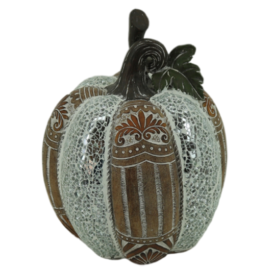 Διακοσμητική Πολυεστερική Κολοκύθα Ασημί-Καφέ 16x16x21
