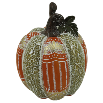 Διακοσμητική Πολυεστερική Κολοκύθα Πράσινη - Χρυσή - Πορτοκαλί 16x16x21