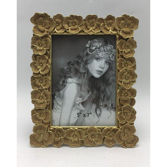 Κορνίζα Polyresin Χρυσή Ανάγλυφη Λουλούδια 13×18εκ