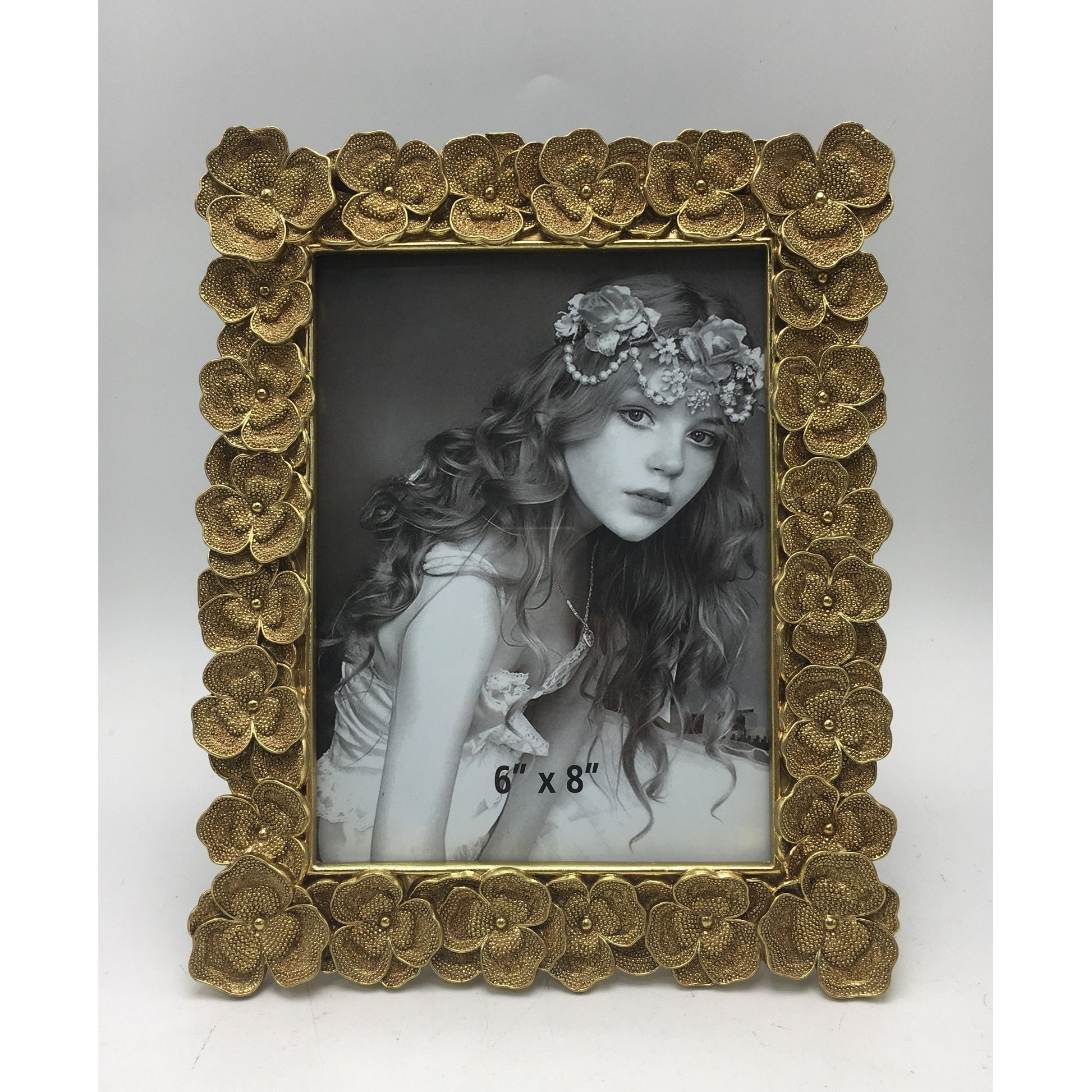 Κορνίζα Polyresin Χρυσή Ανάγλυφη Λουλούδια 15×20εκ