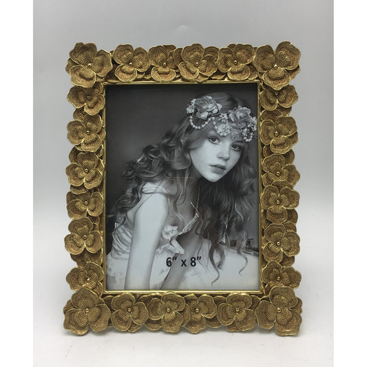 Κορνίζα Polyresin Χρυσή Ανάγλυφη Λουλούδια 15×20εκ