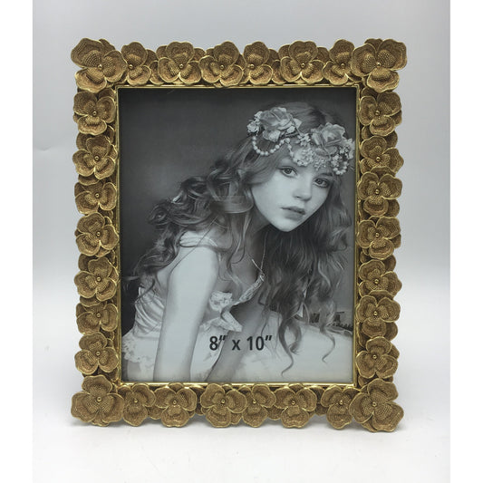 Κορνίζα Polyresin Χρυσή Ανάγλυφη Λουλούδια 20×25εκ