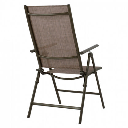 ZURI 7-POSITION FOLDING METAL ARMCHAIR BROWN WITH BROWN TEXTILENE 55x70x103