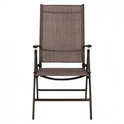 ZURI 7-POSITION FOLDING METAL ARMCHAIR BROWN WITH BROWN TEXTILENE 55x70x103