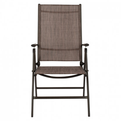 ZURI 7-POSITION FOLDING METAL ARMCHAIR BROWN WITH BROWN TEXTILENE 55x70x103