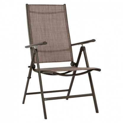 ZURI 7-POSITION FOLDING METAL ARMCHAIR BROWN WITH BROWN TEXTILENE 55x70x103