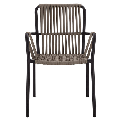 ANTHRACITE ALUMINUM ARMCHAIR WITH WIDE CAPPUCCINO ROPE 56x58x85
