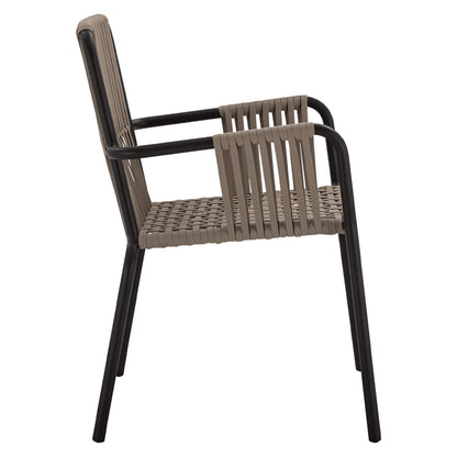 ANTHRACITE ALUMINUM ARMCHAIR WITH WIDE CAPPUCCINO ROPE 56x58x85