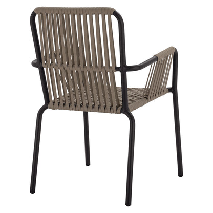 ANTHRACITE ALUMINUM ARMCHAIR WITH WIDE CAPPUCCINO ROPE 56x58x85