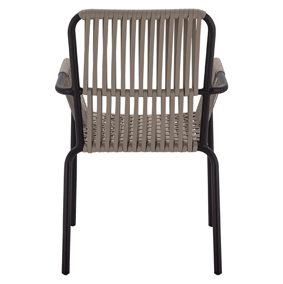 ANTHRACITE ALUMINUM ARMCHAIR WITH WIDE CAPPUCCINO ROPE 56x58x85