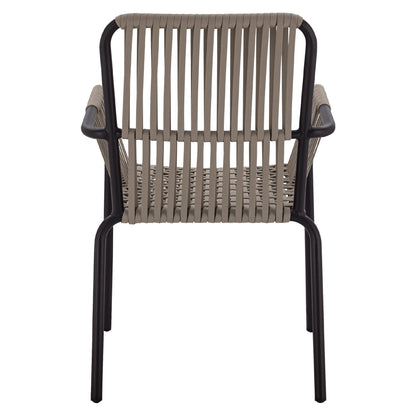 ANTHRACITE ALUMINUM ARMCHAIR WITH WIDE CAPPUCCINO ROPE 56x58x85