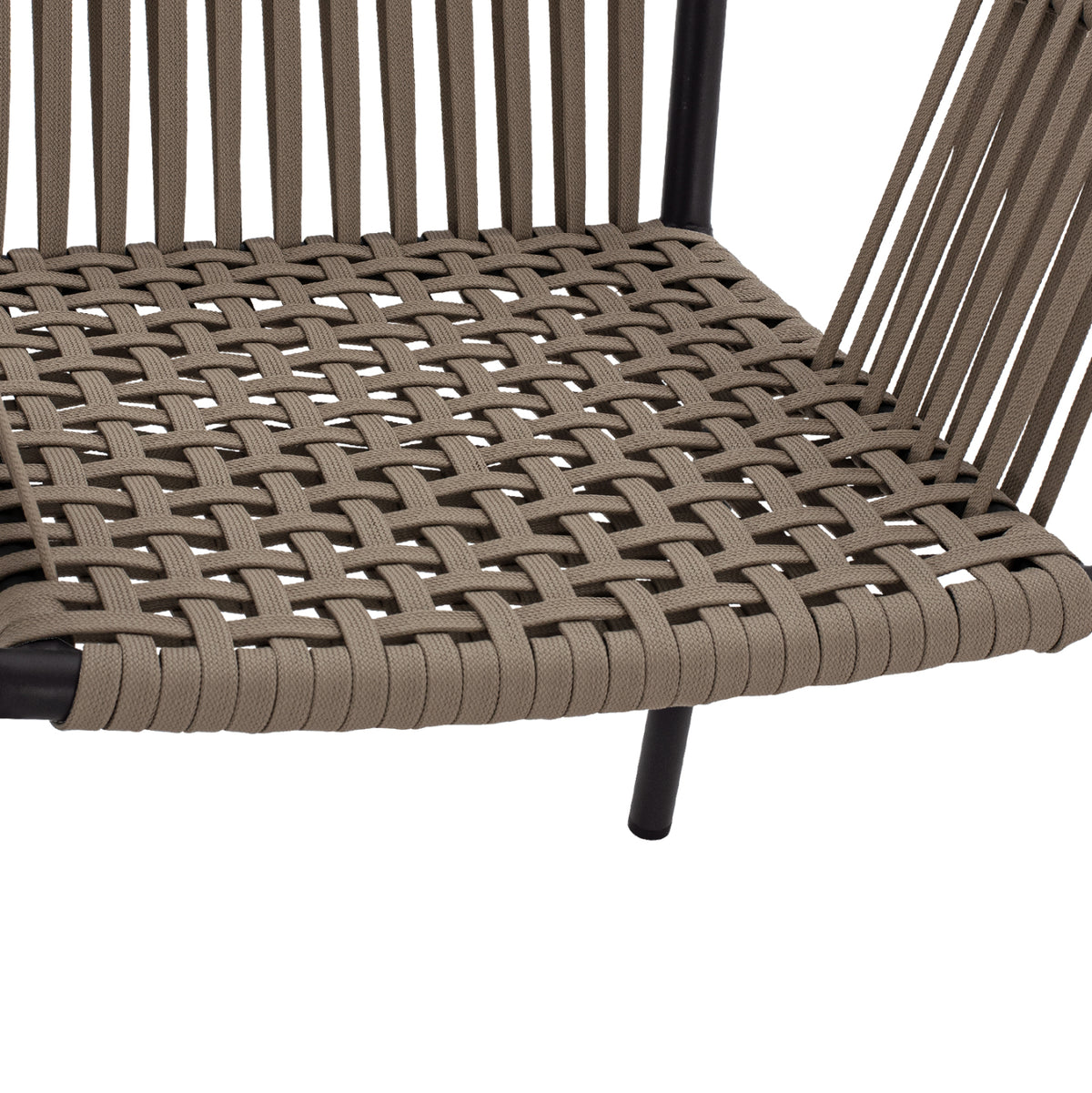 ANTHRACITE ALUMINUM ARMCHAIR WITH WIDE CAPPUCCINO ROPE 56x58x85