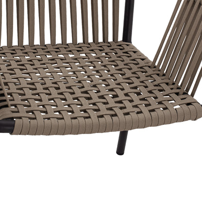 ANTHRACITE ALUMINUM ARMCHAIR WITH WIDE CAPPUCCINO ROPE 56x58x85