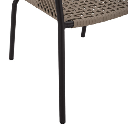 ANTHRACITE ALUMINUM ARMCHAIR WITH WIDE CAPPUCCINO ROPE 56x58x85