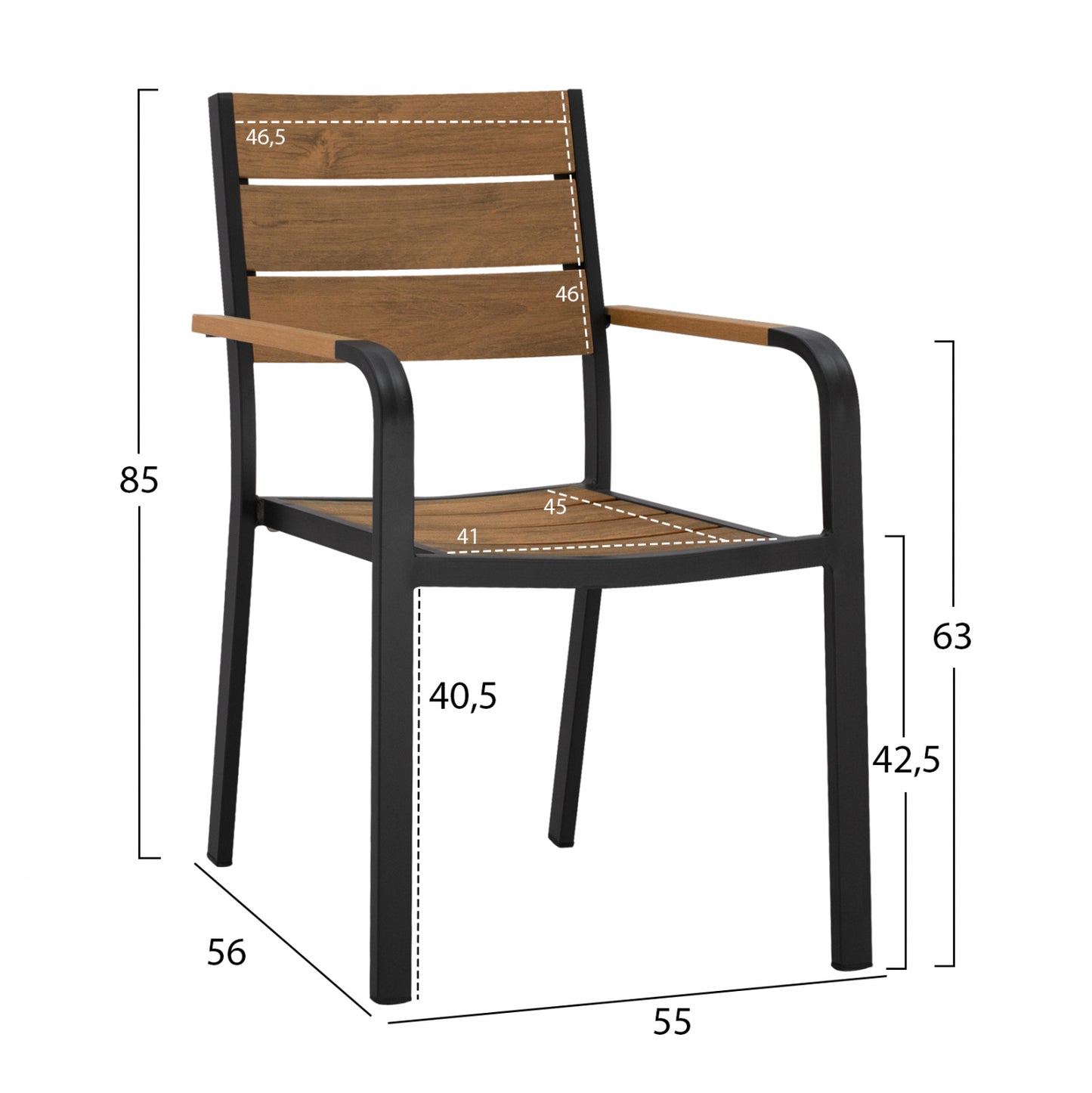 ΠΟΛΥΘΡΟΝΑ ΑΛΟΥΜΙΝΙΟΥ SAGA ΑΝΘΡΑΚΙ ΜΕ POLYWOOD 55x56x85