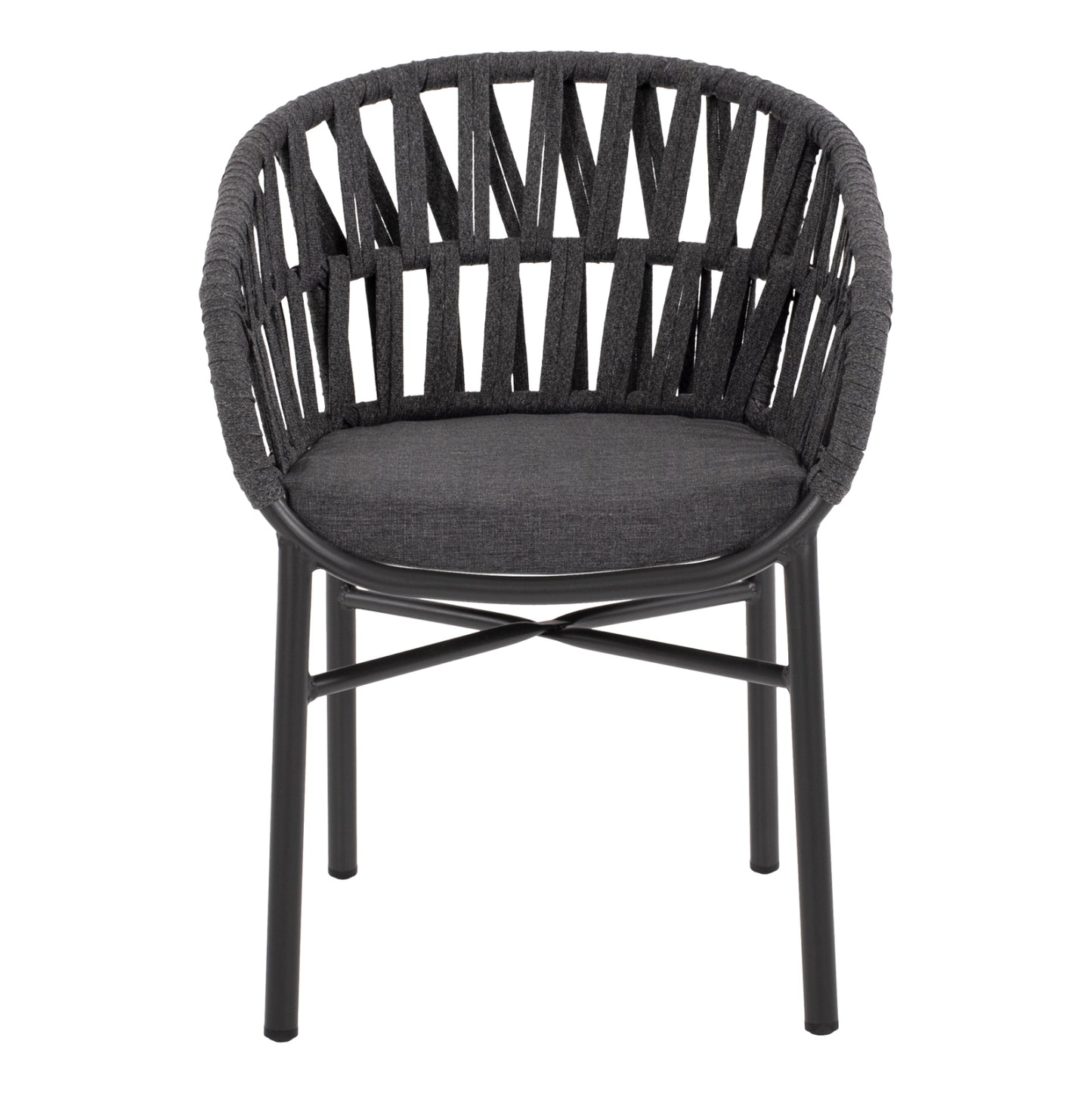 ALUMINIUM ARMCHAIR CHARCOAL WITH ROPE CHARCOAL 57x56x78