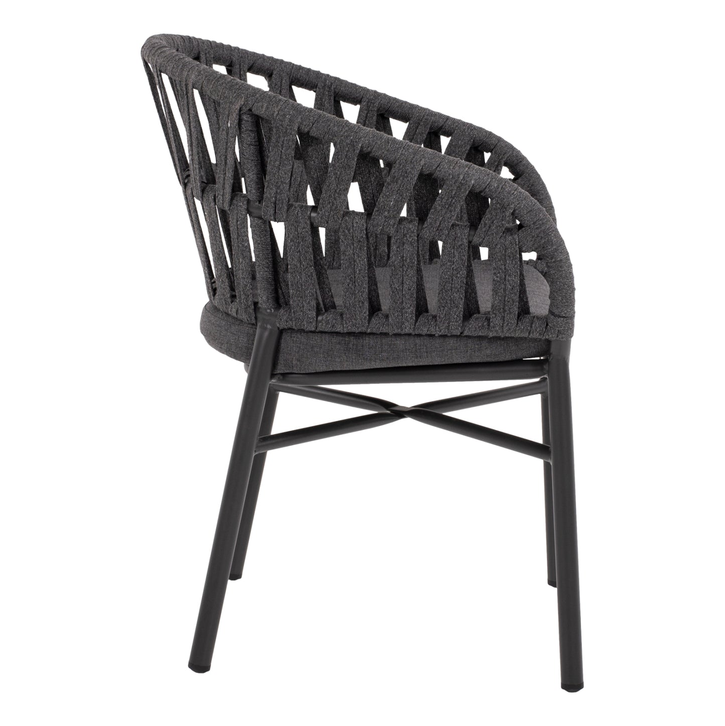 ALUMINIUM ARMCHAIR CHARCOAL WITH ROPE CHARCOAL 57x56x78