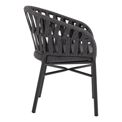 ALUMINIUM ARMCHAIR CHARCOAL WITH ROPE CHARCOAL 57x56x78