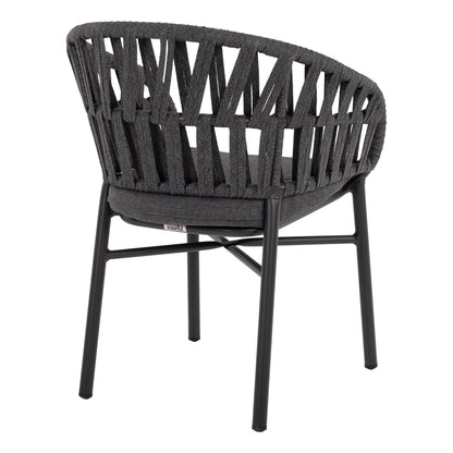 ALUMINIUM ARMCHAIR CHARCOAL WITH ROPE CHARCOAL 57x56x78