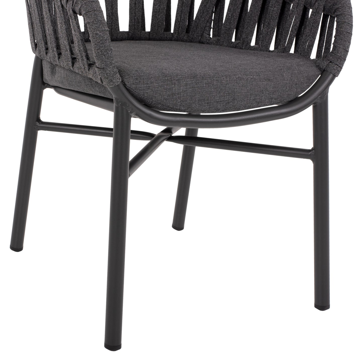 ALUMINIUM ARMCHAIR CHARCOAL WITH ROPE CHARCOAL 57x56x78