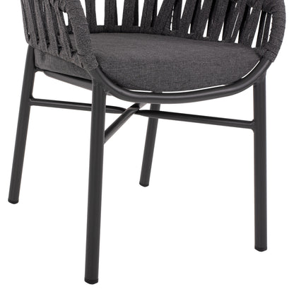 ALUMINIUM ARMCHAIR CHARCOAL WITH ROPE CHARCOAL 57x56x78