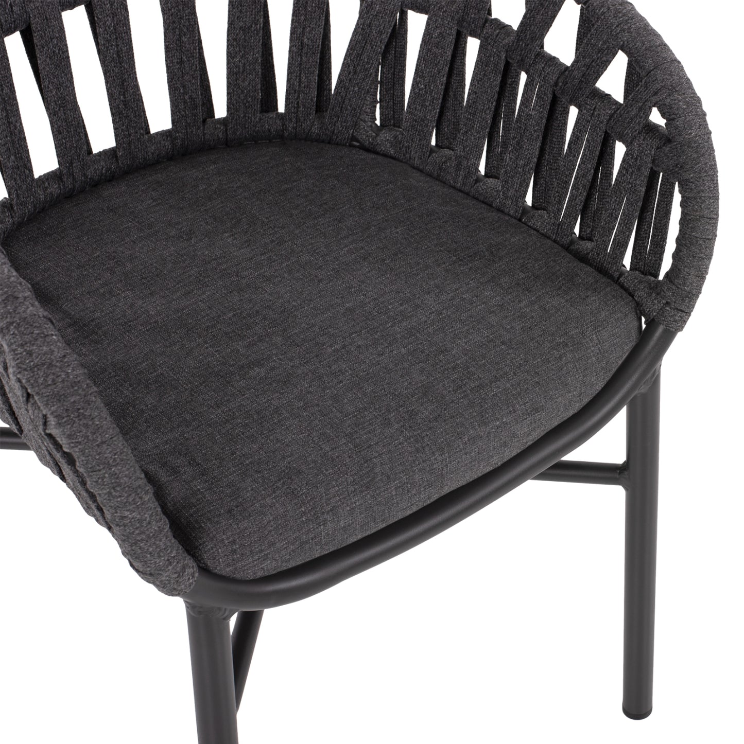 ALUMINIUM ARMCHAIR CHARCOAL WITH ROPE CHARCOAL 57x56x78