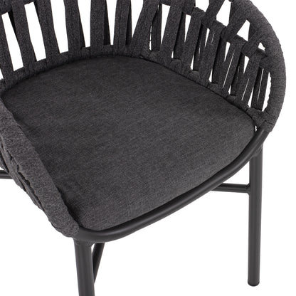 ALUMINIUM ARMCHAIR CHARCOAL WITH ROPE CHARCOAL 57x56x78