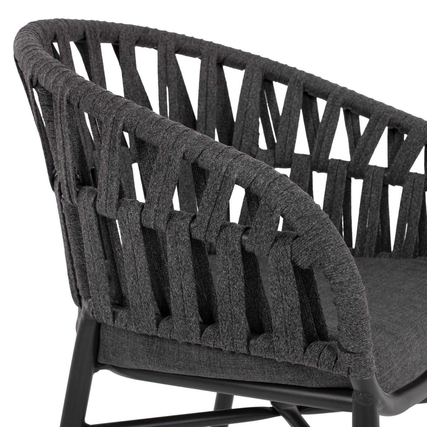 ALUMINIUM ARMCHAIR CHARCOAL WITH ROPE CHARCOAL 57x56x78