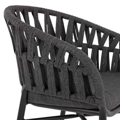 ALUMINIUM ARMCHAIR CHARCOAL WITH ROPE CHARCOAL 57x56x78