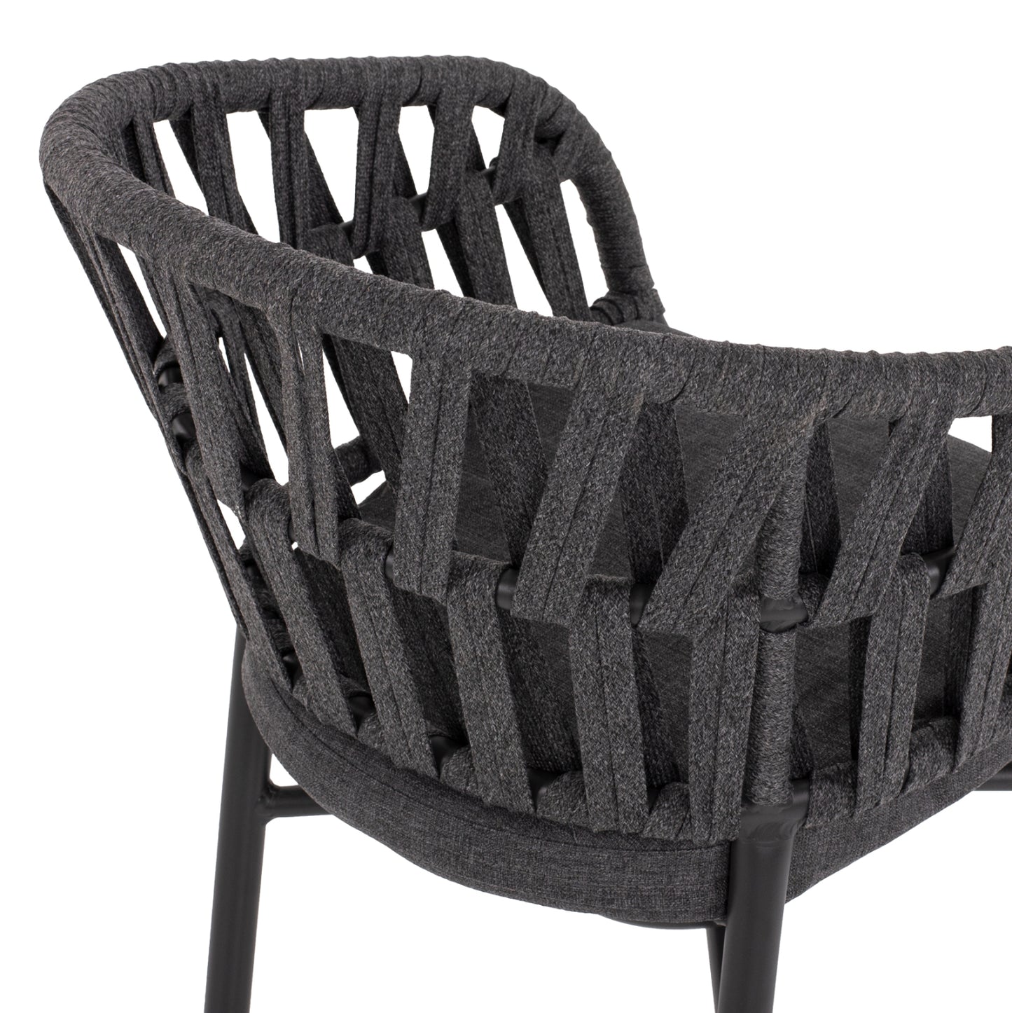 ALUMINIUM ARMCHAIR CHARCOAL WITH ROPE CHARCOAL 57x56x78