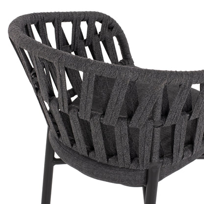 ALUMINIUM ARMCHAIR CHARCOAL WITH ROPE CHARCOAL 57x56x78