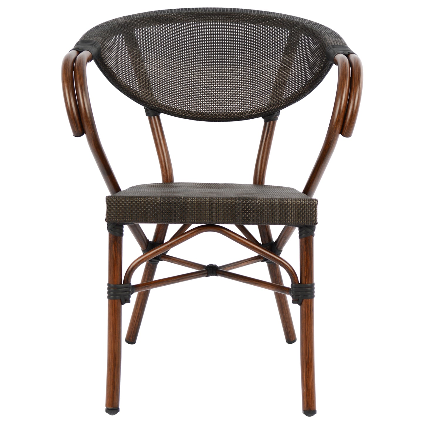 ALUMINUM ARMCHAIR CLAY BAMBOO LOOK BROWN WITH TEXTLINE 60,5x59x81