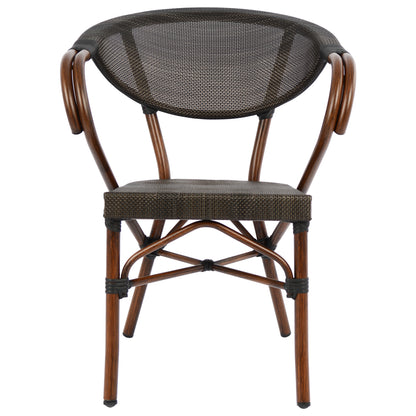 ALUMINUM ARMCHAIR CLAY BAMBOO LOOK BROWN WITH TEXTLINE 60,5x59x81