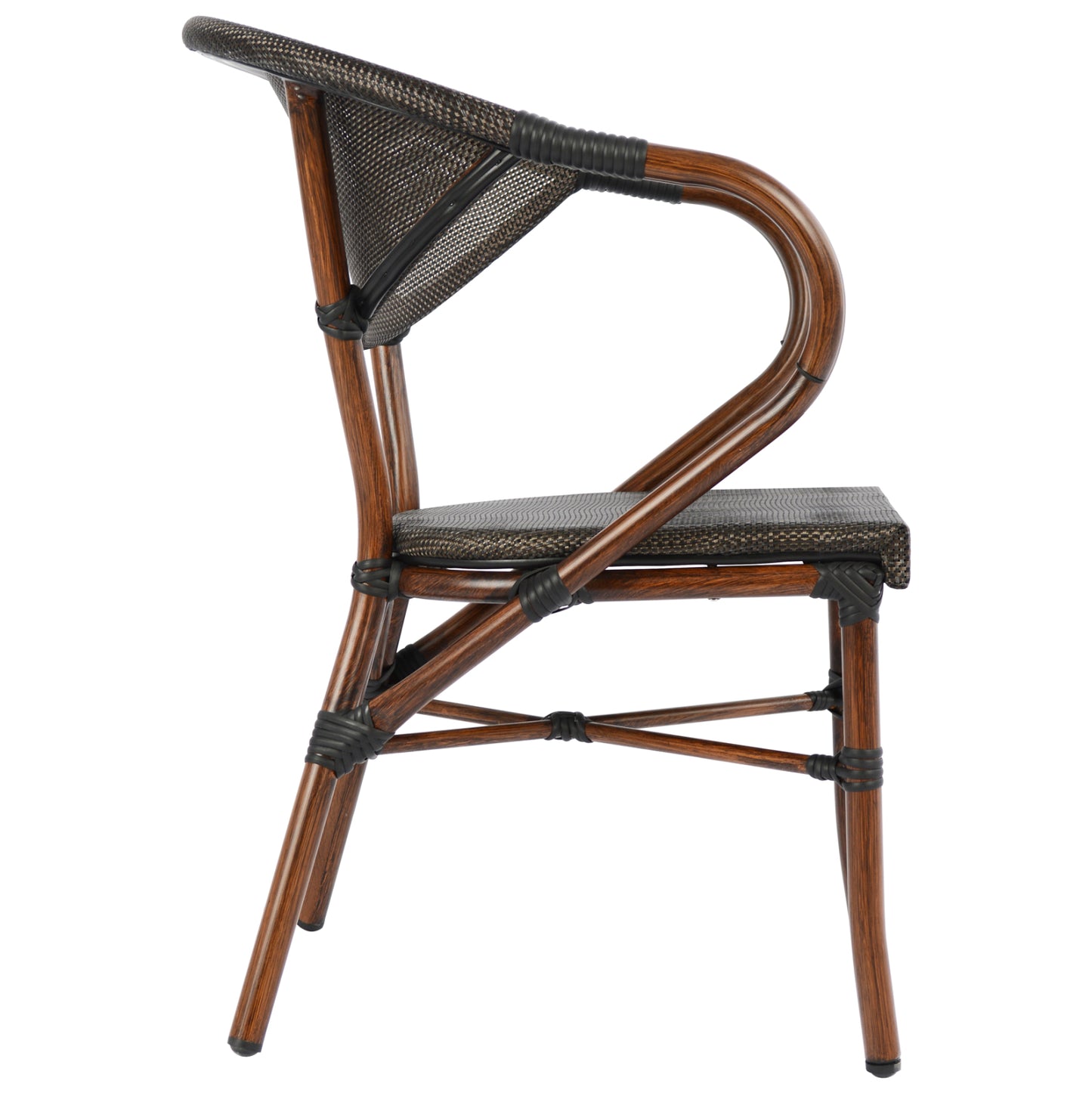 ALUMINUM ARMCHAIR CLAY BAMBOO LOOK BROWN WITH TEXTLINE 60,5x59x81