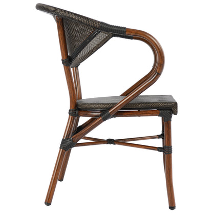 ALUMINUM ARMCHAIR CLAY BAMBOO LOOK BROWN WITH TEXTLINE 60,5x59x81