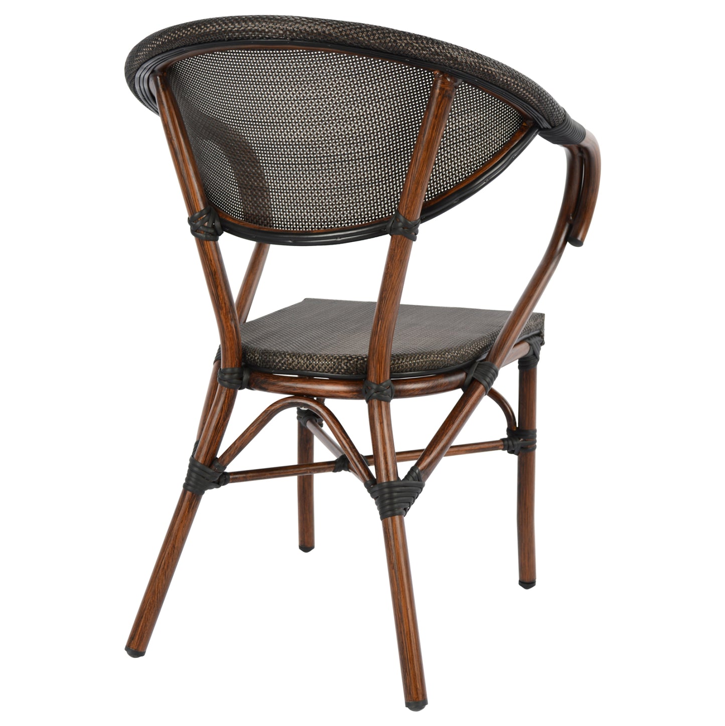 ALUMINUM ARMCHAIR CLAY BAMBOO LOOK BROWN WITH TEXTLINE 60,5x59x81