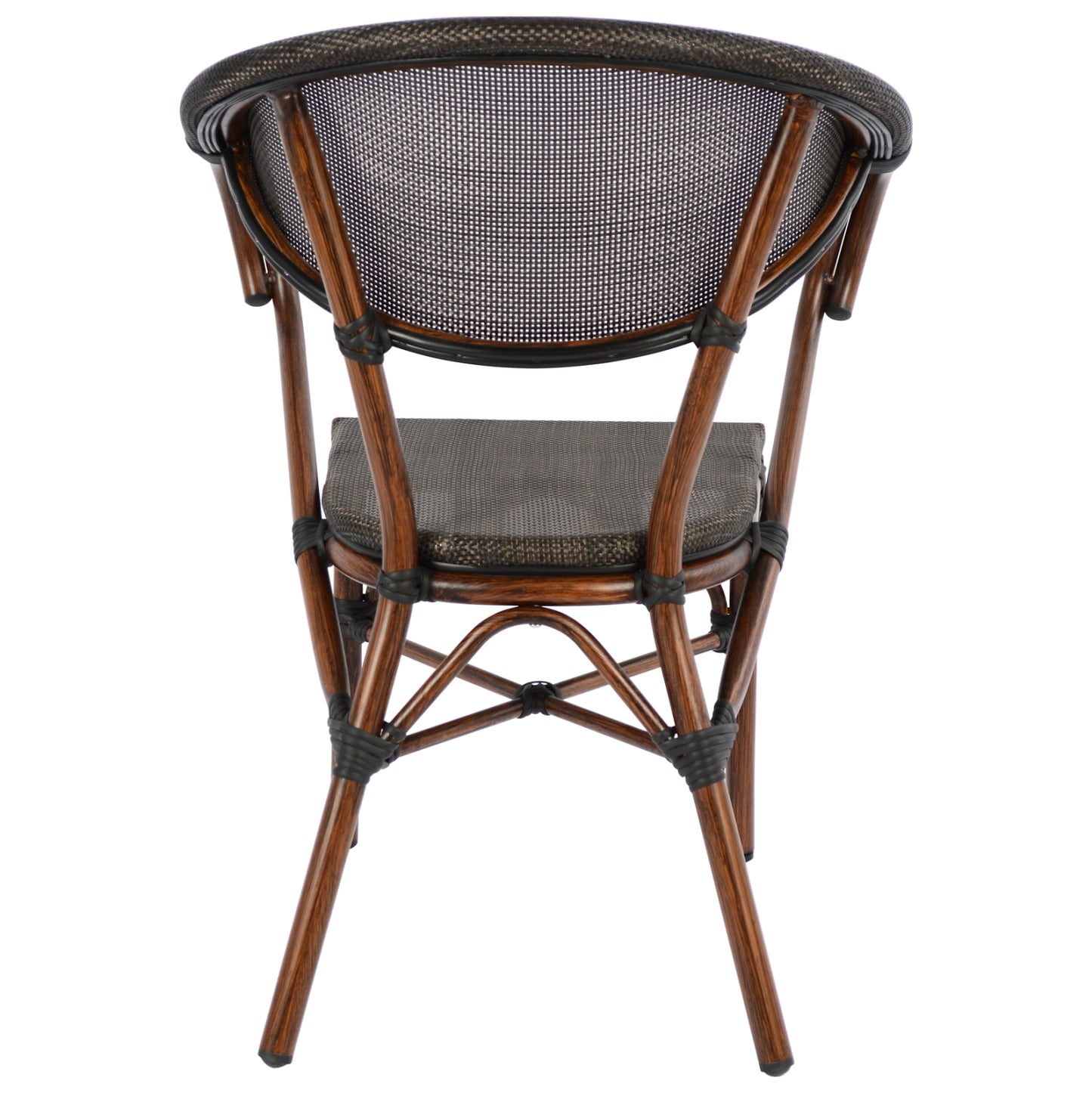 ALUMINUM ARMCHAIR CLAY BAMBOO LOOK BROWN WITH TEXTLINE 60,5x59x81