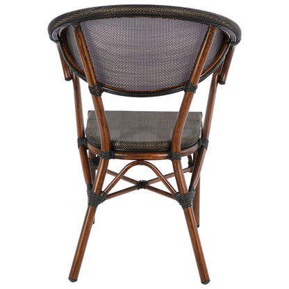ALUMINUM ARMCHAIR CLAY BAMBOO LOOK BROWN WITH TEXTLINE 60,5x59x81