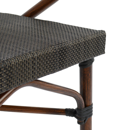 ALUMINUM ARMCHAIR CLAY BAMBOO LOOK BROWN WITH TEXTLINE 60,5x59x81