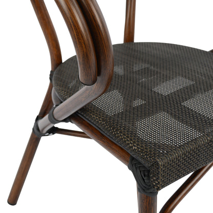 ALUMINUM ARMCHAIR CLAY BAMBOO LOOK BROWN WITH TEXTLINE 60,5x59x81