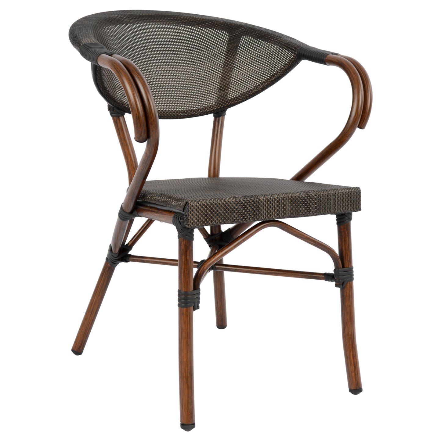 ALUMINUM ARMCHAIR CLAY BAMBOO LOOK BROWN WITH TEXTLINE 60,5x59x81