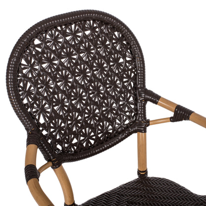 ΠΟΛΥΘΡΟΝΑ ΑΛΟΥΜΙΝΙΟΥ BAMBOO LOOK ΚΑΦΕ ΚΑΙ ΚΑΦΕ PE RATTAN 56x62x95