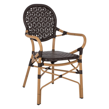ΠΟΛΥΘΡΟΝΑ ΑΛΟΥΜΙΝΙΟΥ BAMBOO LOOK ΚΑΦΕ ΚΑΙ ΚΑΦΕ PE RATTAN 56x62x95