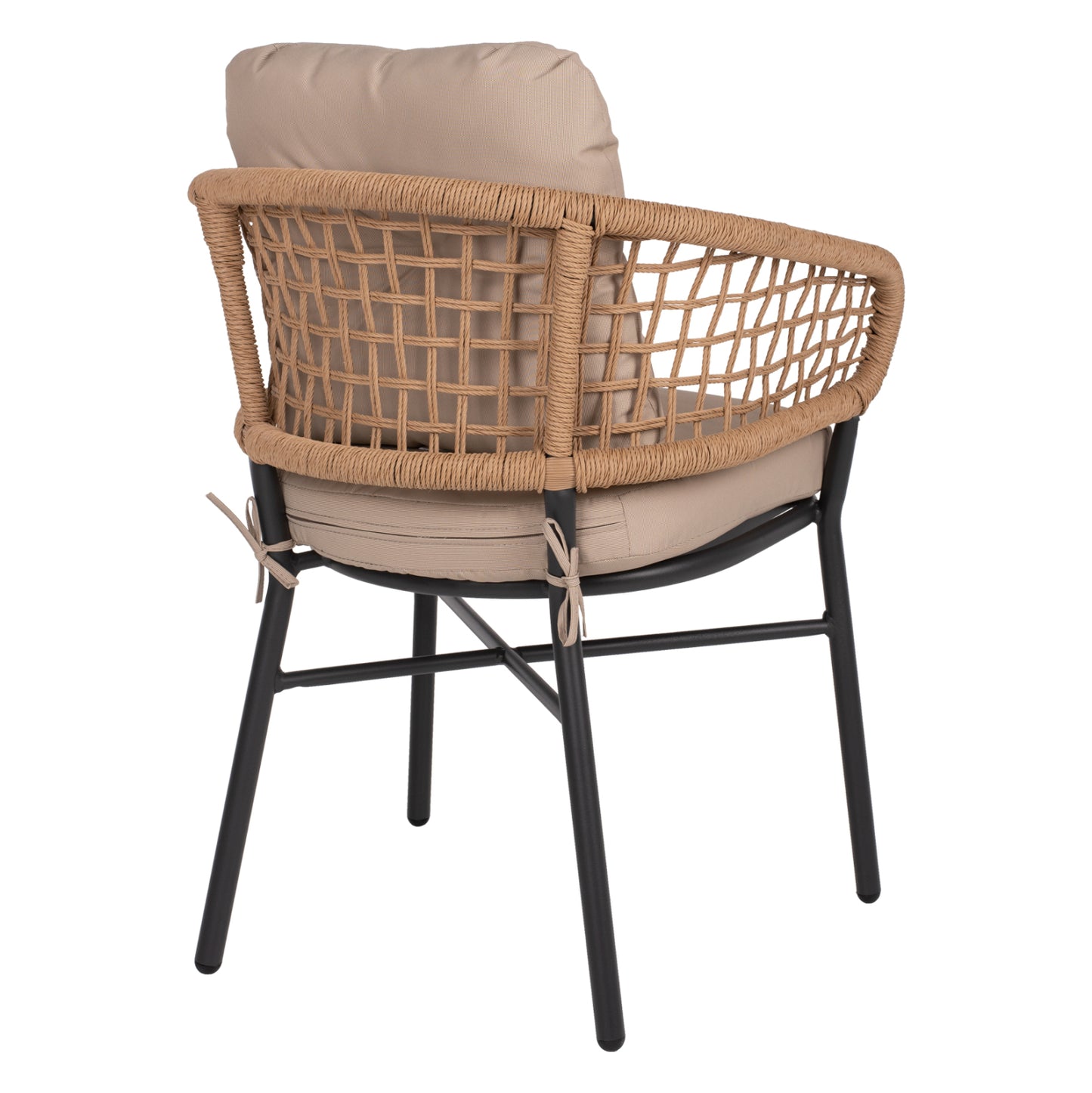 ALUMINUM ARMCHAIR DARK GREY COMMERCIAL RATTAN BEIGE CUSHION 60x56x84