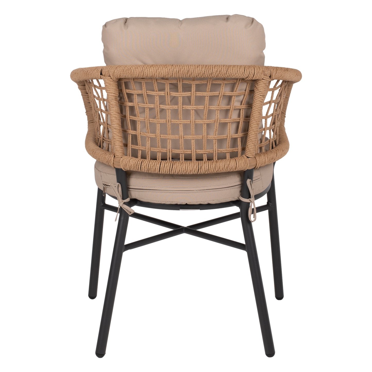 ALUMINUM ARMCHAIR DARK GREY COMMERCIAL RATTAN BEIGE CUSHION 60x56x84